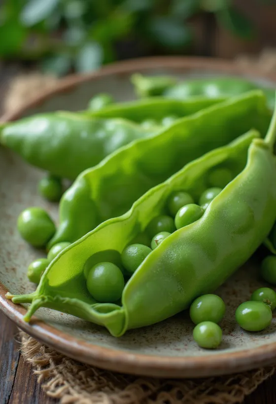 Pois gourmands frais laissant voir les petits pois par transparence