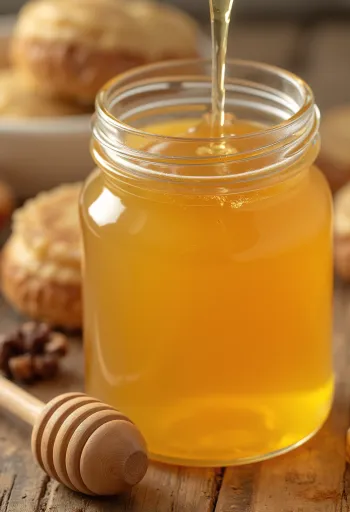 Sirop d'agave en petite bouteille avec cuillère en bois sur fond neutre