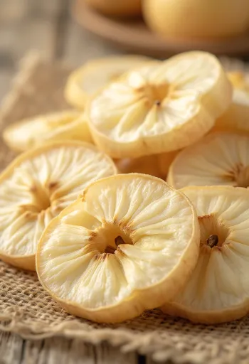 Tranches de pommes séchées avec cannelle, miel et pommes fraîches