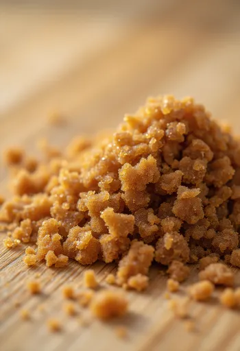 Bol de sucre brun moelleux avec cuillère en bois