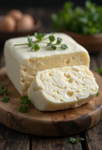Beurre de bufflonne blanc crémeux dans un bol
