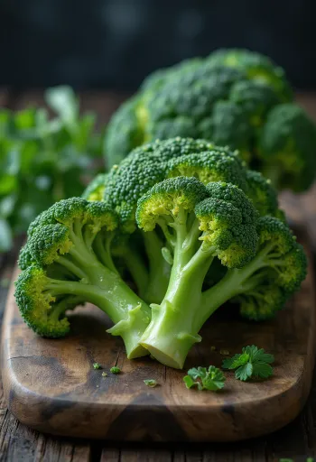 Légume brocoli frais en gros plan, avec gouttelettes d'eau