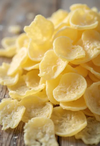 Flocons de pomme de terre déshydratés dans un bol et cuillère en bois