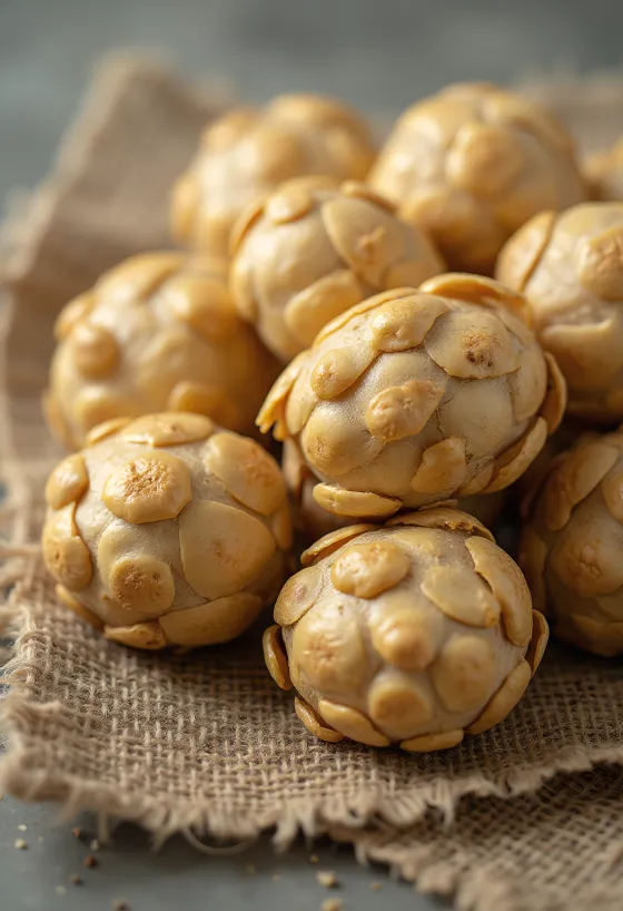 Tubercules de topinambour frais, entiers et coupés sur une planche