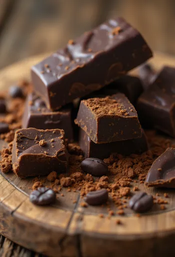 Assortiment de chocolat : fondu, tablette, poudre et copeaux