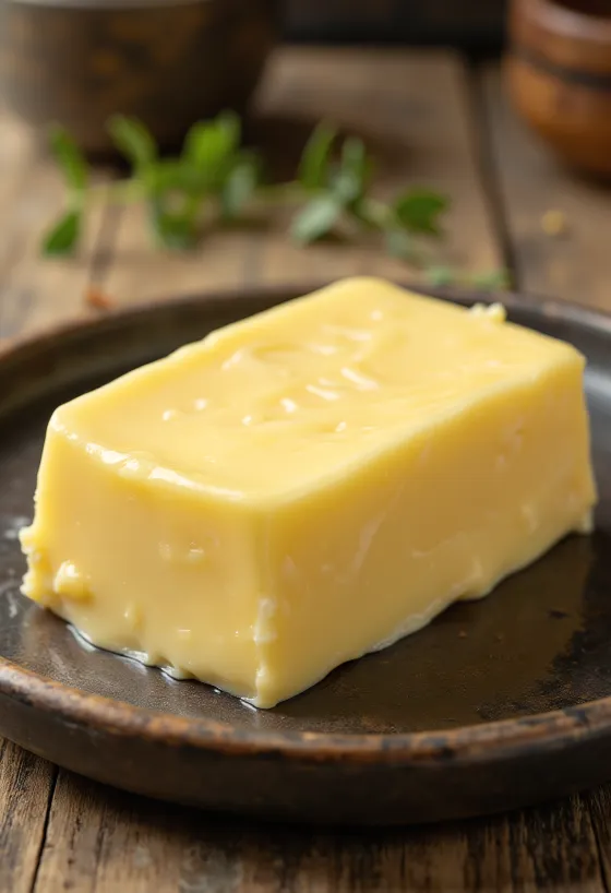 Beurre doux crémeux dans un bol avec crème