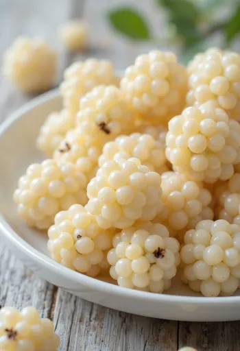 Mûres blanches fraîches (Morus alba) entières et coupées