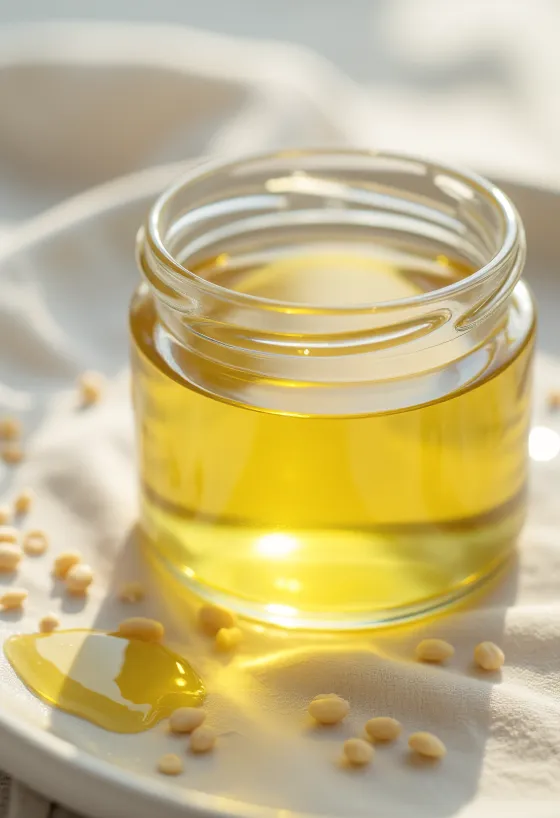 Huile de sésame blanc en bouteille et bol avec graines de sésame