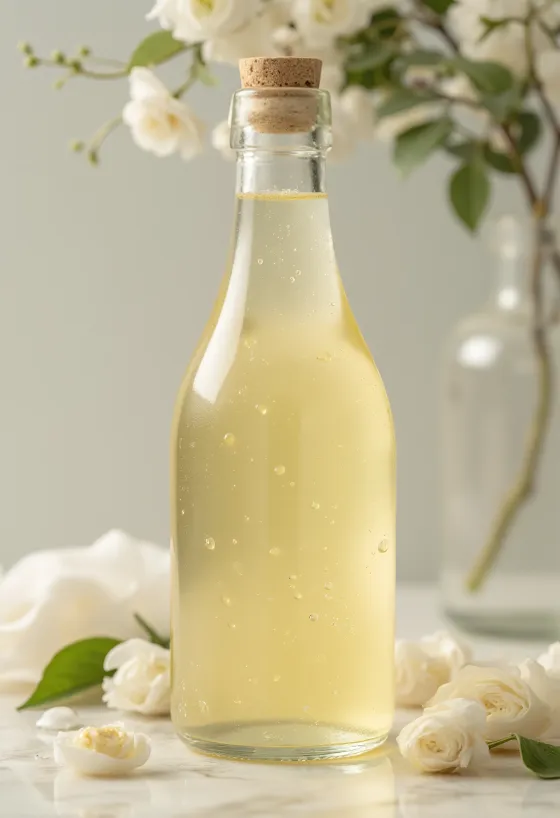 Vinaigre de vin blanc dans un bol en verre avec raisins blancs et moût