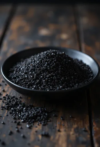 Graines de quinoa noir à la texture ferme et couleur intense
