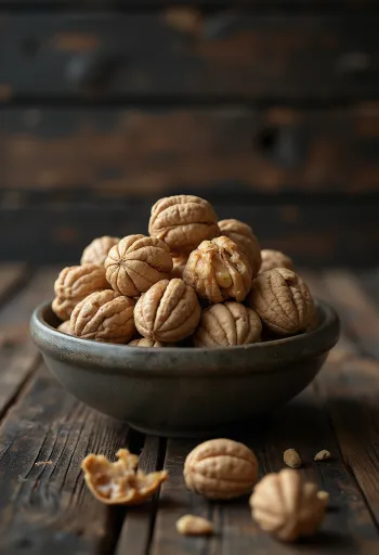 Cerneaux de noix décortiqués sur fond blanc