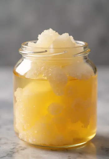 Sirop de sucre inverti coulant d'une cuillère dans un bocal