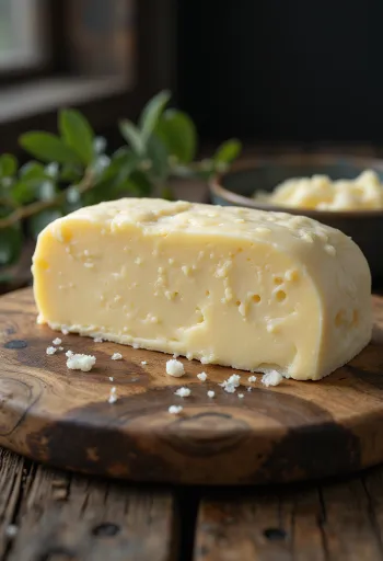 Beurre de brebis onctueux dans un petit bol sur bois rustique