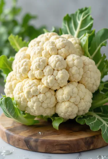 Fleurettes de chou-fleur frais coupées sur bois
