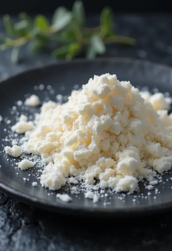 Poudre de carraghénane en pot et cuillère