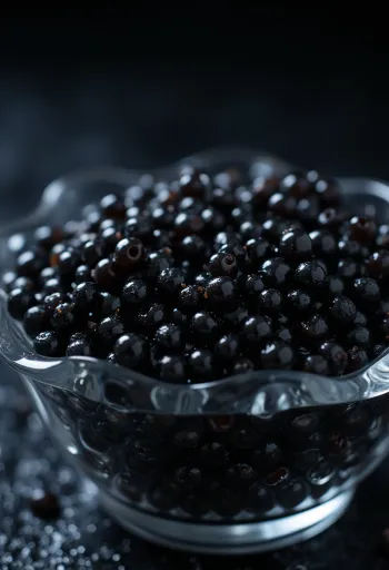 Caviar noir servi dans une coupelle élégante avec cuillère en nacre