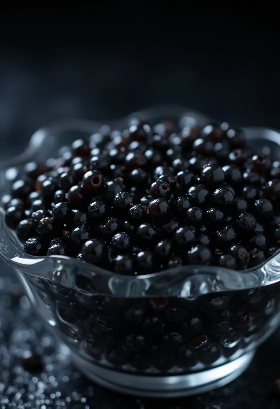 Caviar noir servi dans une coupelle élégante avec cuillère en nacre
