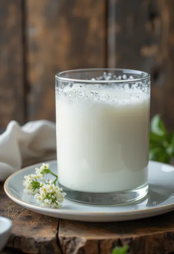 Kéfir onctueux dans un bol sur table en bois