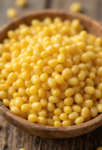 Grains de millet crus jaunes dans un bol en céramique