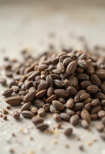 Poudre de cumin et graines entières sur fond chaleureux