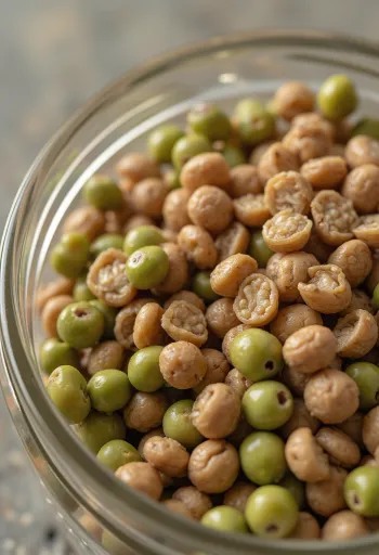 Variétés de lentilles (corail, vertes, noires) dans des bols sur bois