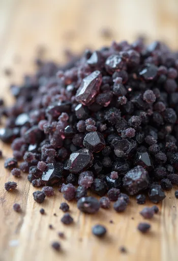 Sel noir en cristaux dans un bocal avec cuillère en bois