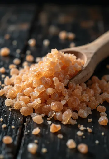 Sel fumé aux cristaux bruns dans un bocal