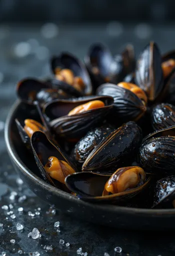 Moules bleues fraîches prêtes à cuire