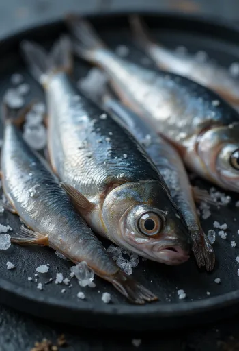 Filets d'anchois crus et frais sur plan de travail