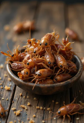 Grillons comestibles croustillants présentés avec élégance