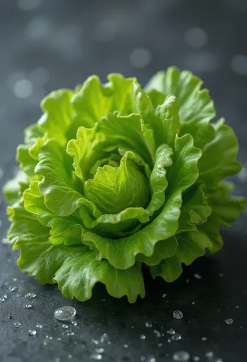Laitue feuille de chêne verte fraîche sur planche de cuisine