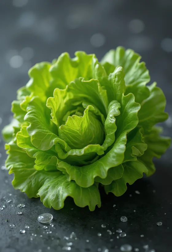 Laitue feuille de chêne verte fraîche sur planche de cuisine