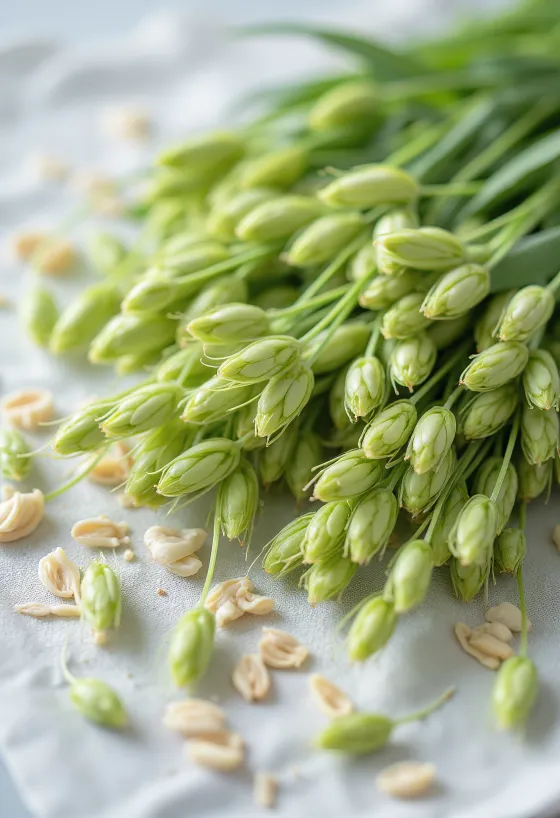 Jeunes pousses d'avoine verte fraîches dans une assiette
