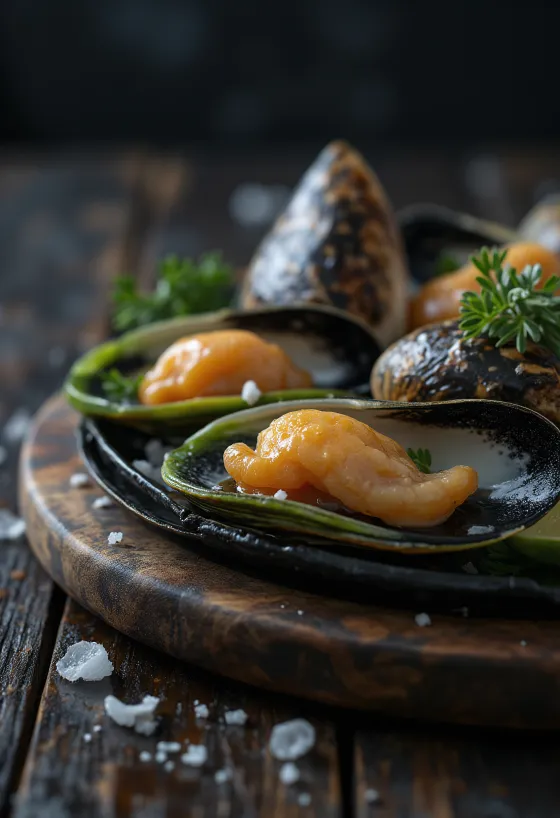 Moules aux orles verts gratinées