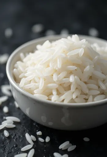 Riz Jasmin cuit à la vapeur, grains blancs et détachés