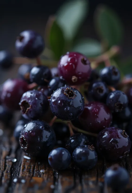 Baies de sureau noir fraîches et brillantes