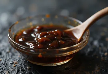 Bol de sauce d'huître brune et épaisse avec ingrédients asiatiques
