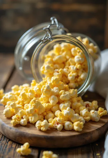 Grains de maïs à popcorn secs sur table en bois