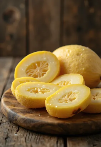 Tranches de banane plantain mûres et vertes sur planche à découper