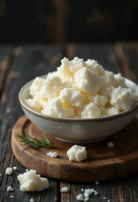 Fromage Ricotta frais dans un bol blanc