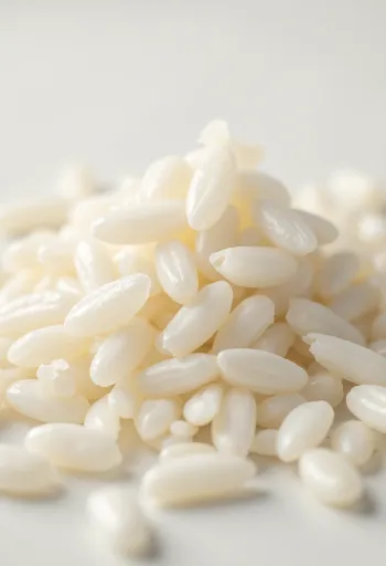 Riz blanc cru dans un bol rustique sur plan de travail