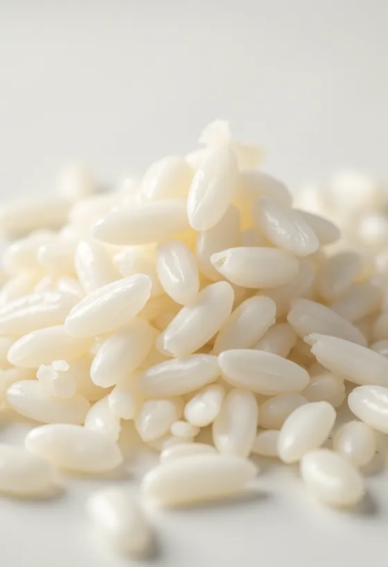 Riz blanc cru dans un bol rustique sur plan de travail
