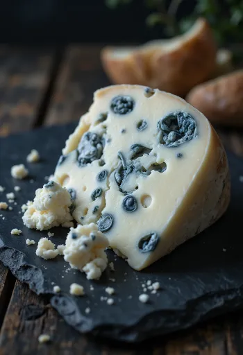 Morceau de Roquefort AOP frais dans un bol