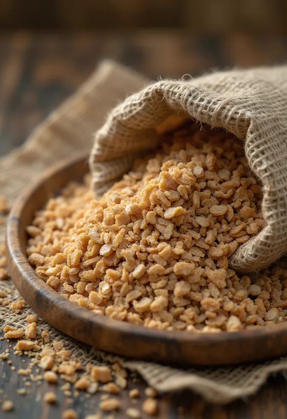 Son de seigle dans un bol et éparpillé sur table rustique