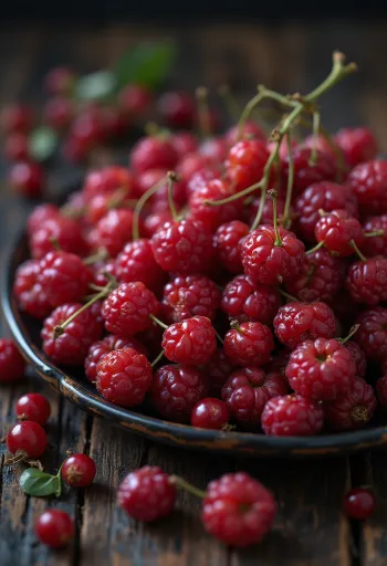 Baies de Schisandra fraîches rouges, entières et coupées