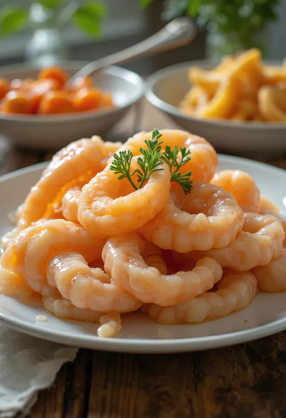 Chair de coque fraîche sur glace avec citron et persil