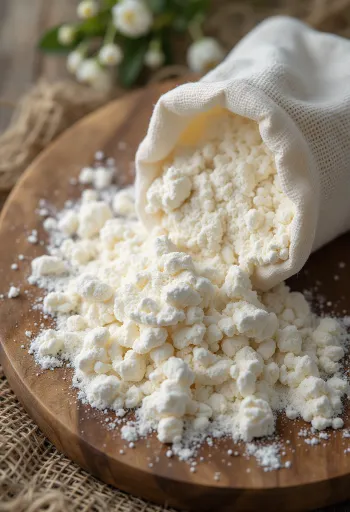 Fécule de tapioca fine dans un bol et une cuillère