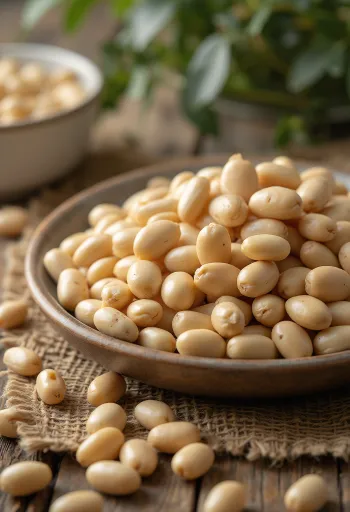 Graines de tarwi (lupin) aux teintes naturelles beiges et brunes