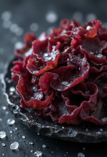 Feuilles d'algue dulse séchée aux tons pourpres
