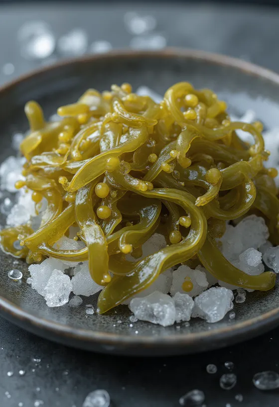 Thalle de fucus vésiculeux séché avec ses flotteurs caractéristiques